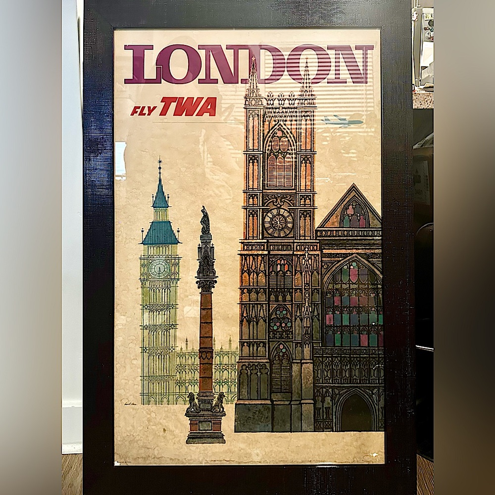 TWA Airlines Vintage David Klein Original Piece London Circa 1960s Rare Edition